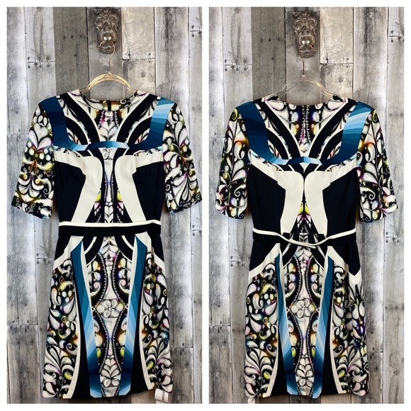 Peter Pilotto Graphic Design Paisley Cottagecore Sheath Dress Size 6. - Picture 12 of 13